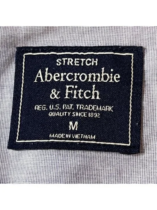 Abercrombie & Fitch Blue White Gingham Shirt Check Button Up Stretch M Mens - Picture 5 of 15